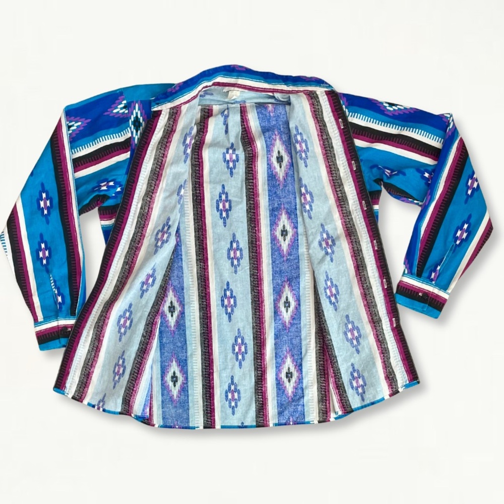 Vintage 90s Retro Southwestern Pattern Striped Western Button Down Shirt - Picture 14 of 15